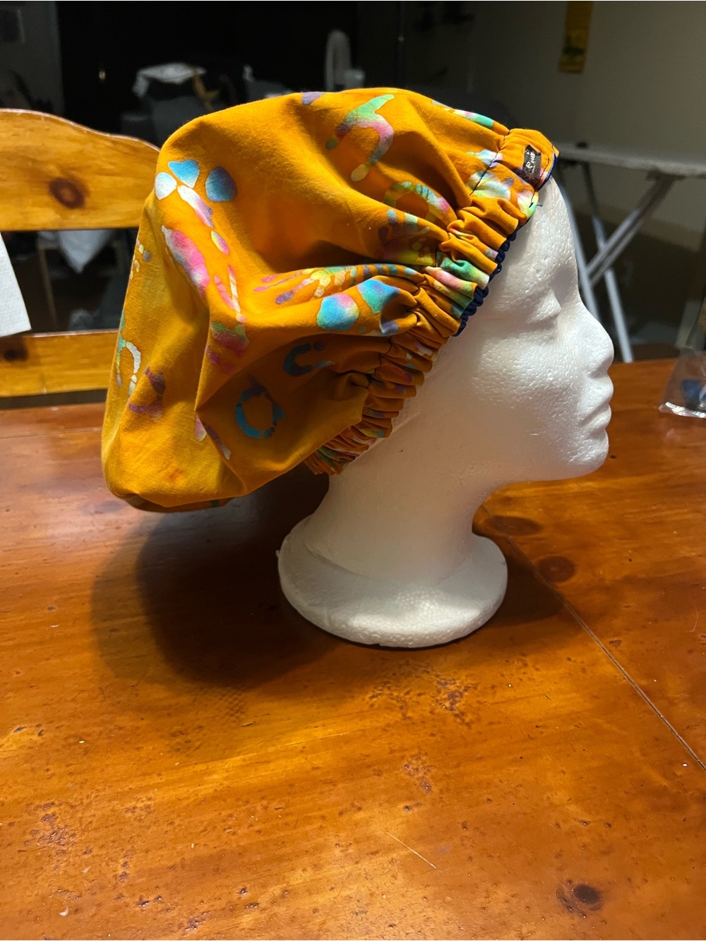 Satin lined Bonnet - Vibrant Mustard Yellow (Bahamas print)